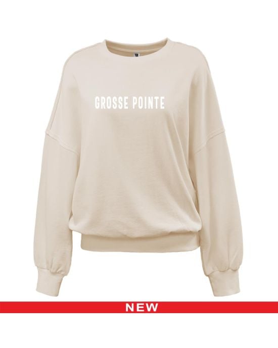 womens drop shoulder crew