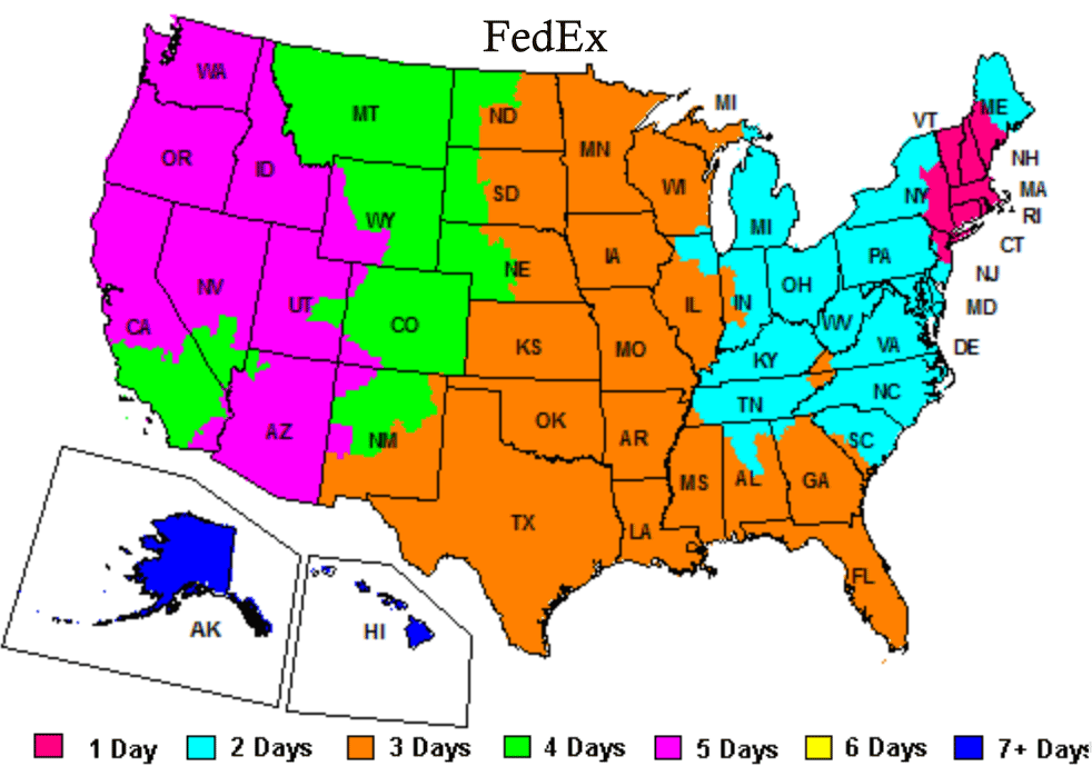 Pennand FedEx  shipping map